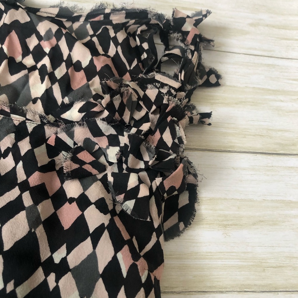 DKNY small pink black gray white frayed top - Picture 5 of 7